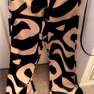Chic Black and Cream Patterned Pants